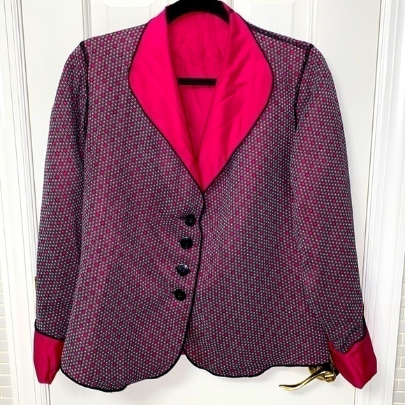 Beluva San Francisco Reversible rayon Fushia jacket. Dot / solid. Size Medium. - Picture 1 of 10